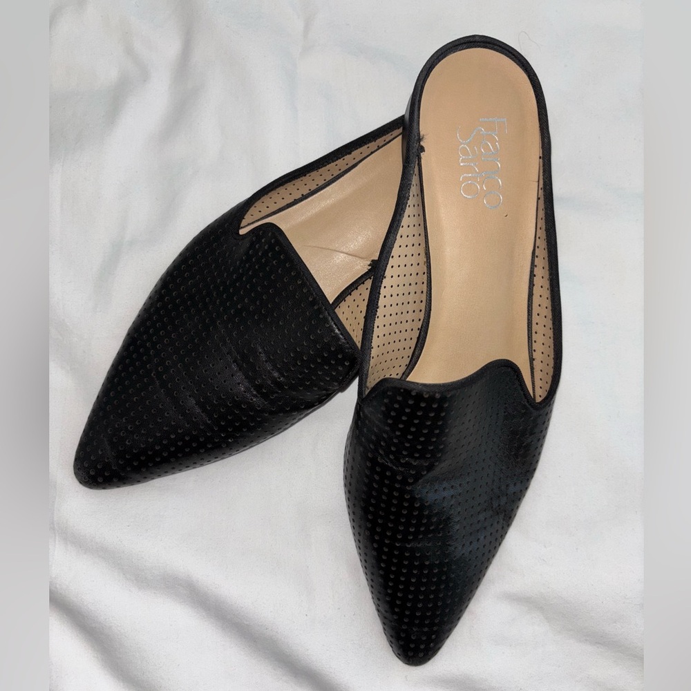 Franco Sarto Black Textured Mules